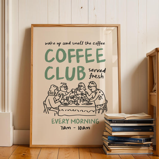 Coffee Club - Coffee Wall Art Print - Green