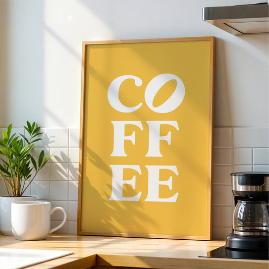 Coffee Typography - Coffee Wall Art Print - Yellow