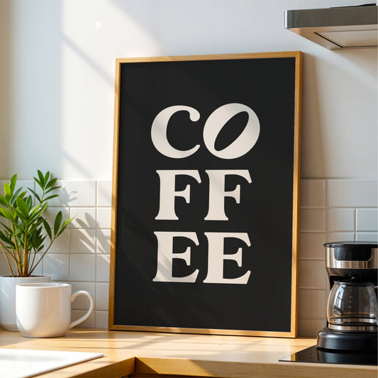 Coffee Typography - Coffee Wall Art Print - Black