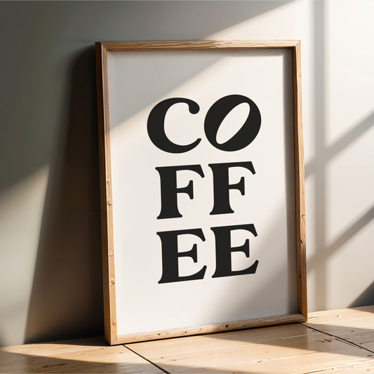 Coffee Typography - Coffee Wall Art Print - White