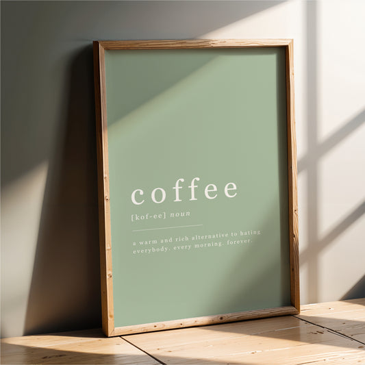 Coffee Definition - Coffee Wall Art Print - Sage Green