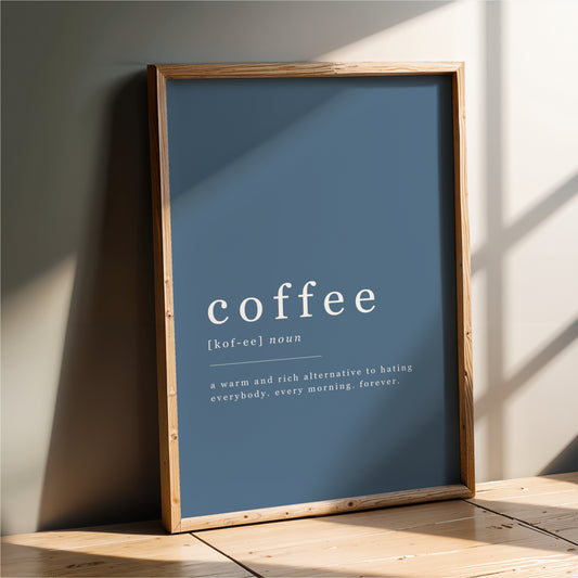 Coffee Definition - Coffee Wall Art Print - Blue