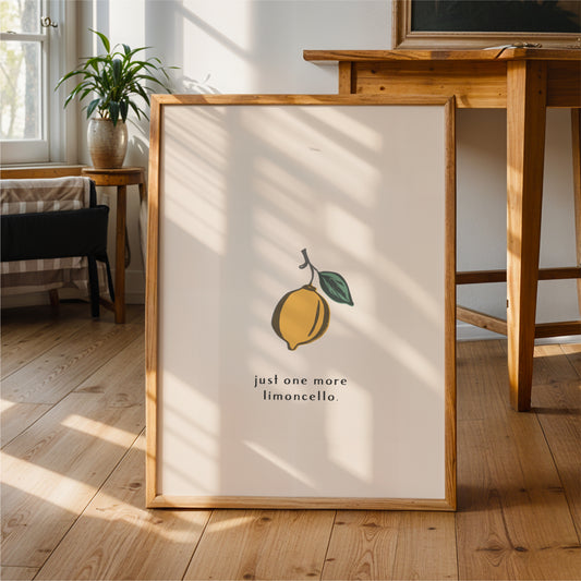 Just One More Limoncello Wall Art – Lemon Print & Italian Kitchen Decor
