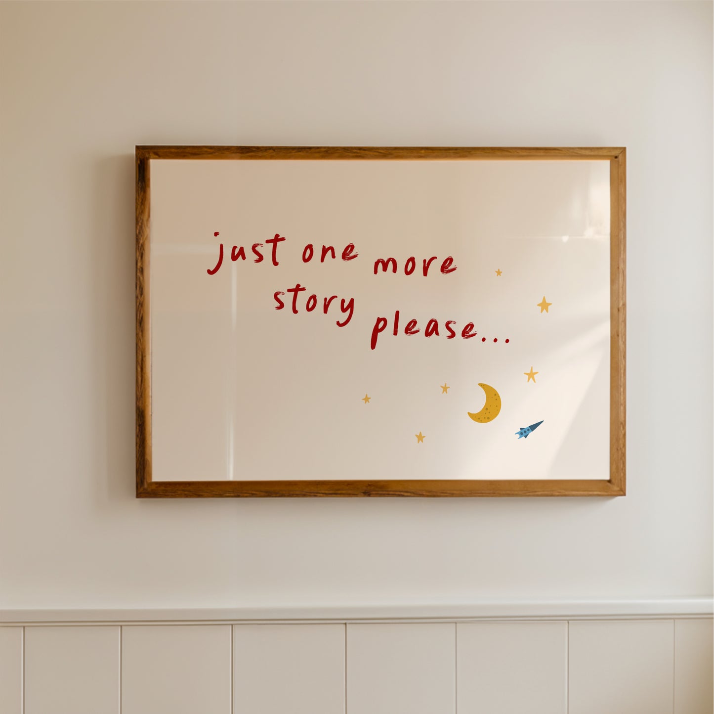Just One More Story Please Wall Art – Nursery Quote Print for Kids Bedroom