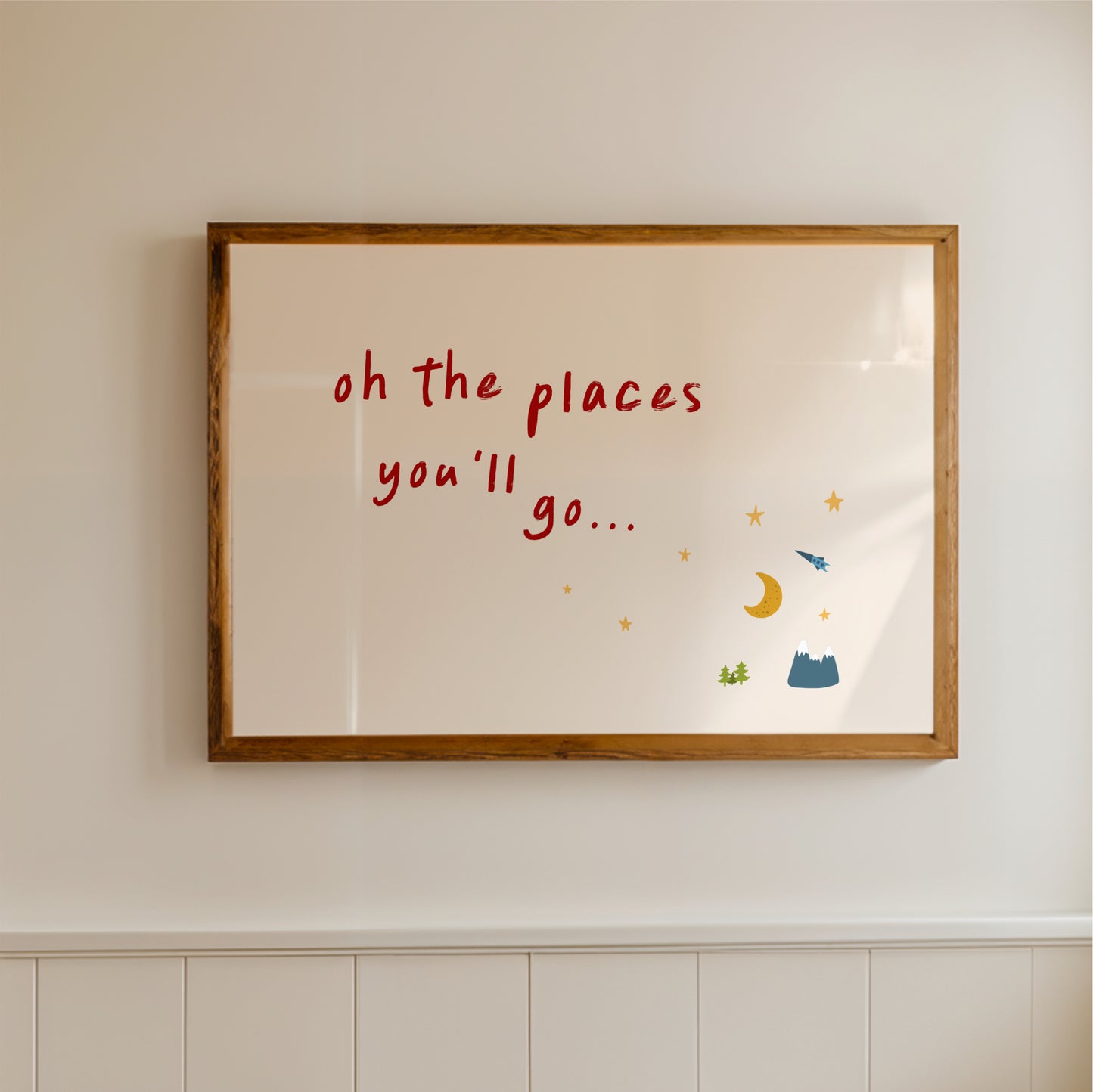 Oh The Places You’ll Go Wall Art Print – Nursery Quote for Kids Bedroom