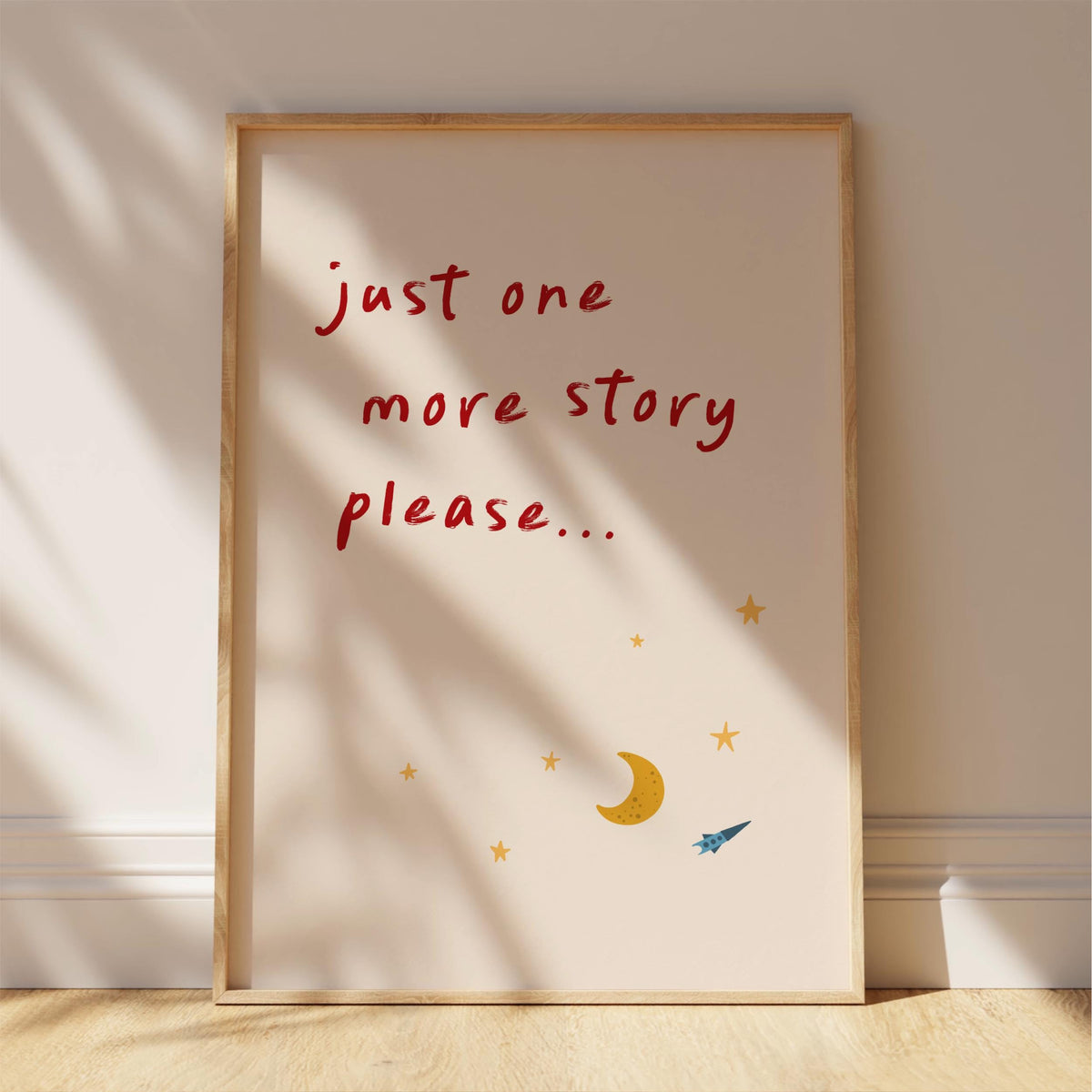 Just One More Story Please - Kids Bedroom & Nursery Quote Wall Art Print