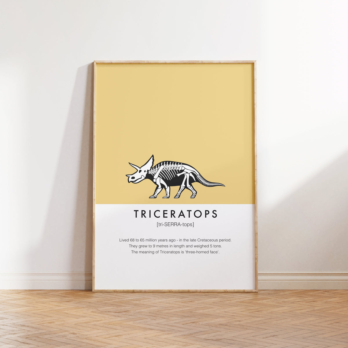 Triceratops Dinosaur Fact Print | Kids Room Dino Wall Art