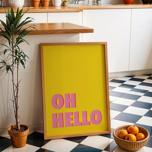 Oh Hello - Colourful Typography Print