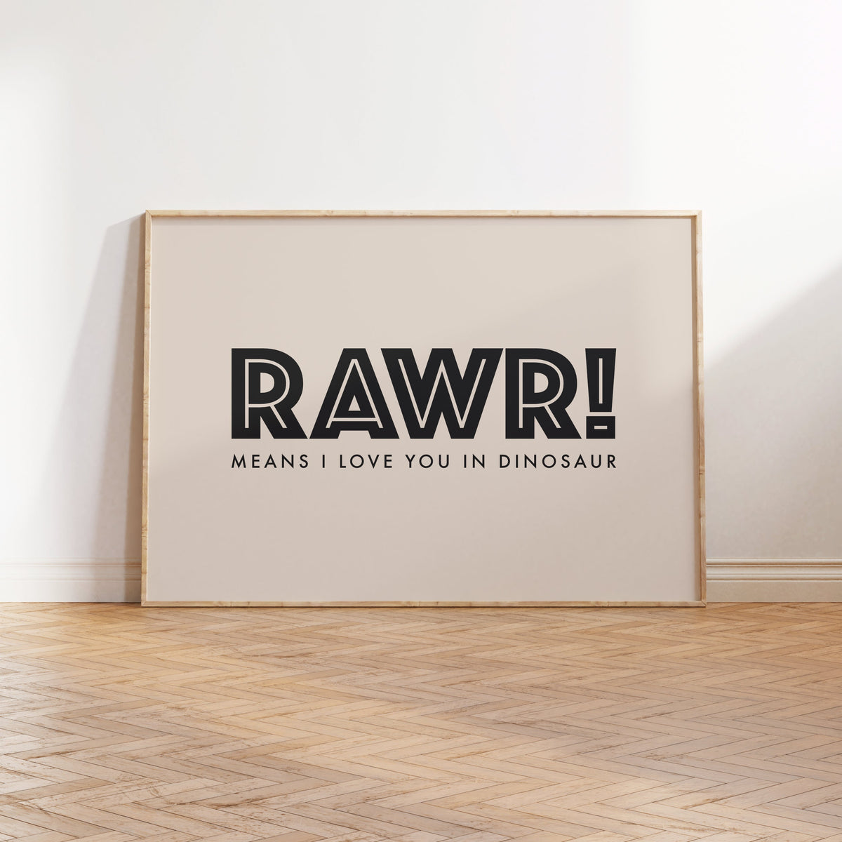 Dinosaur Rawr Typography Print - Nursery and Kids Bedroom - dino wall decor for girls and boys room and playroom, dinosaur print wall art
