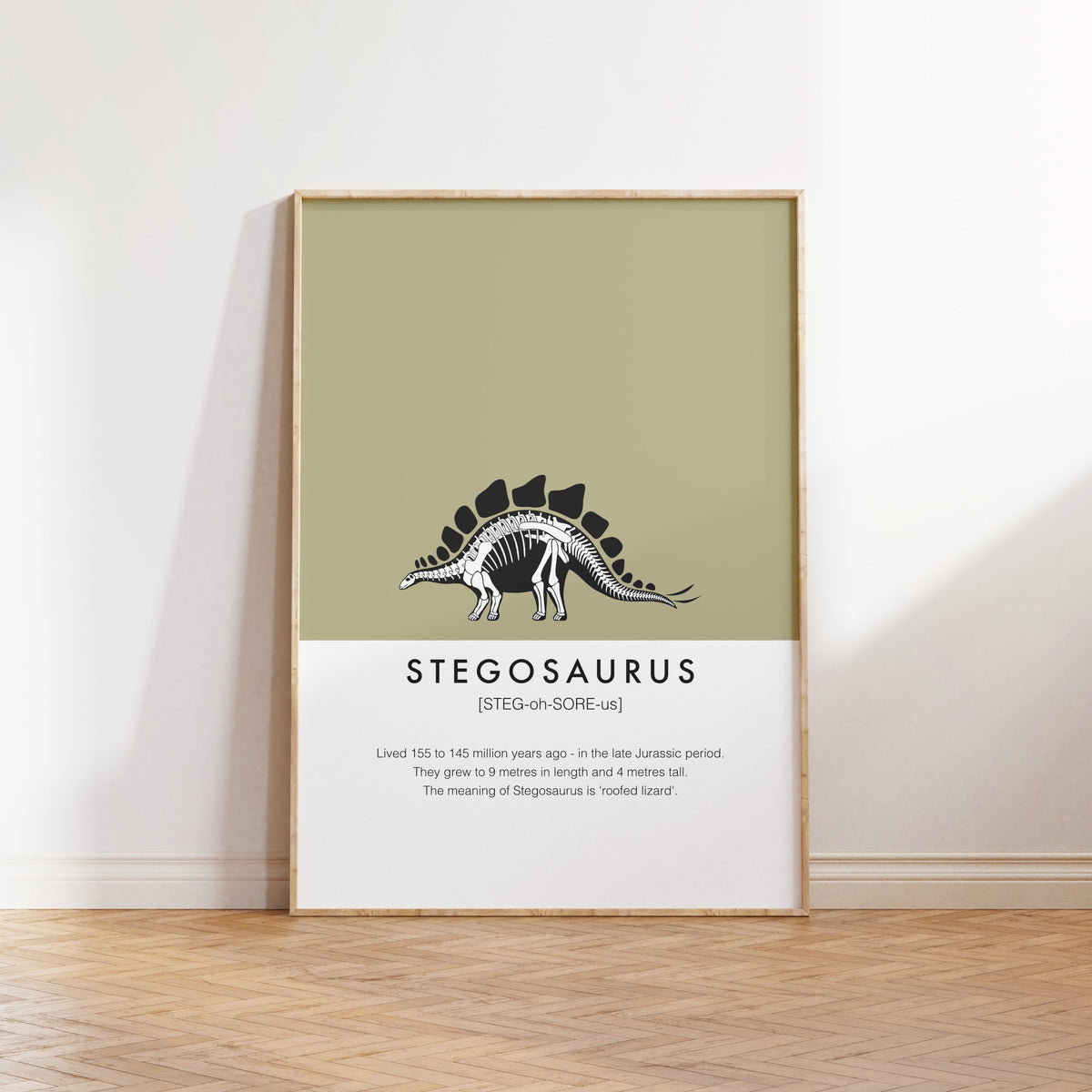 Stegosaurus Dinosaur Fact Print | Kids Nursery Wall Art