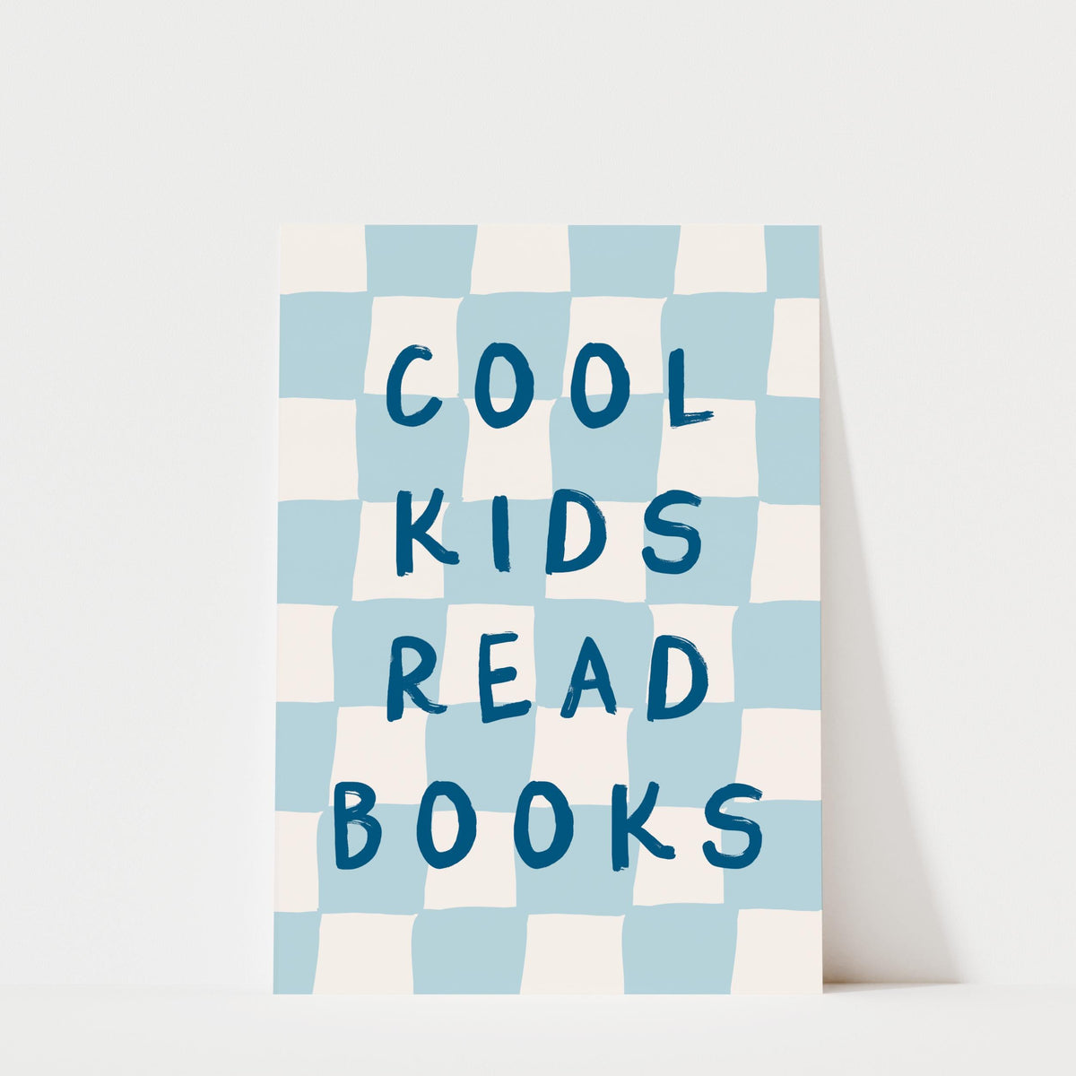 Cool Kids Read Books - Checkerboard Kids Room Wall Art Print