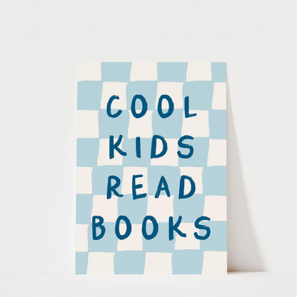 Cool Kids Read Books - Checkerboard Kids Room Wall Art Print