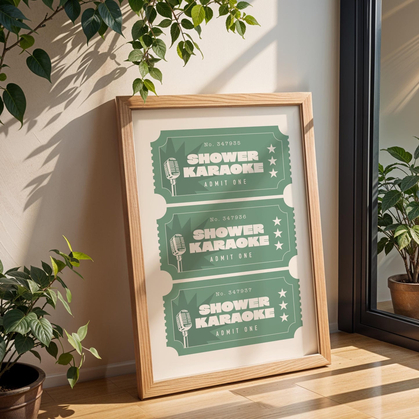 Shower Karaoke - Green Bathroom Wall Art Print