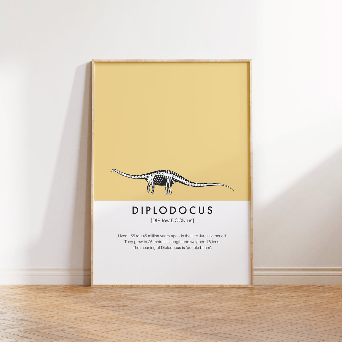 Diplodocus Dinosaur Fact Print | Kids Nursery Wall Art