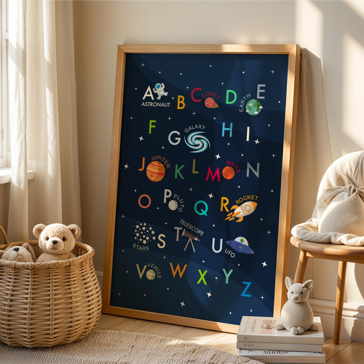Outer Space Alphabet Art Print – Kids Nursery Decor