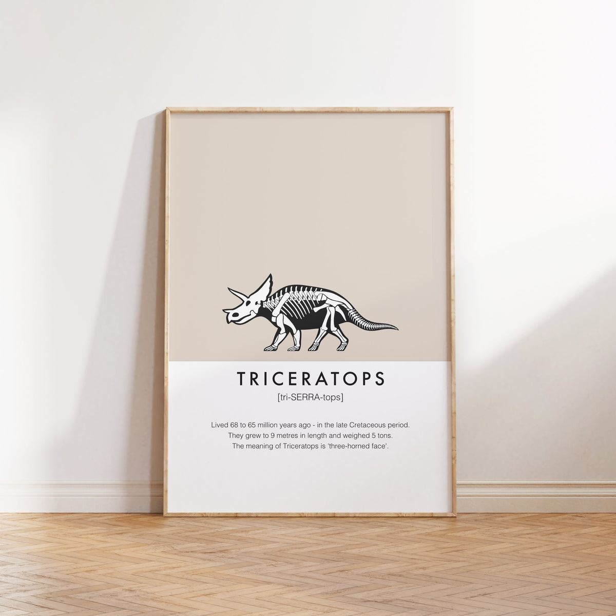 Triceratops Dinosaur Fact Print | Kids Room Dino Wall Art