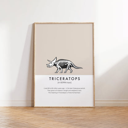 Triceratops Dinosaur Fact Print | Kids Room Dino Wall Art
