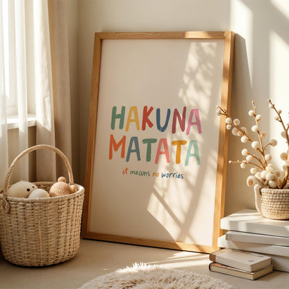 Hakuna Matata Print – Colorful Kids Room Wall Art
