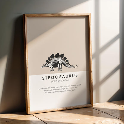 Stegosaurus Dinosaur Fact Print | Kids Nursery Wall Art