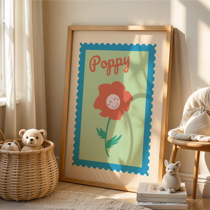 Poppy Flower Nursery Wall Art - Nature inspired bedroom and playroom decor