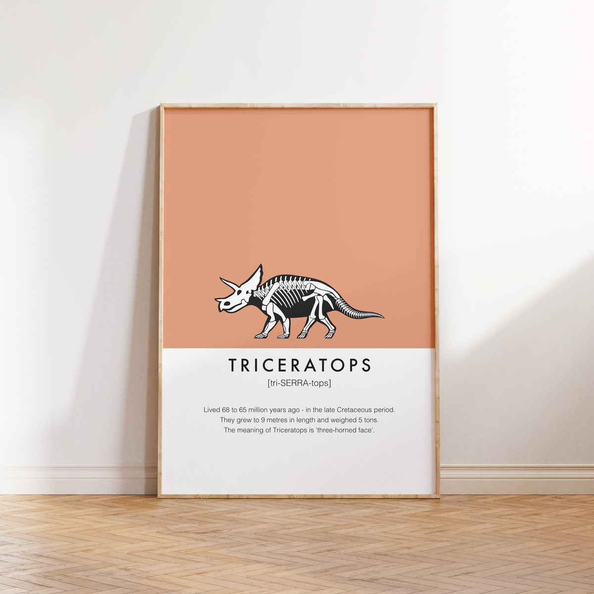 Triceratops Dinosaur Fact Print | Kids Room Dino Wall Art