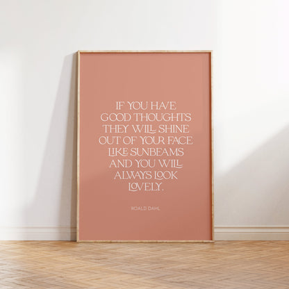 Roald Dahl Quote Print – 'Good Thoughts' Nursery Wall Art