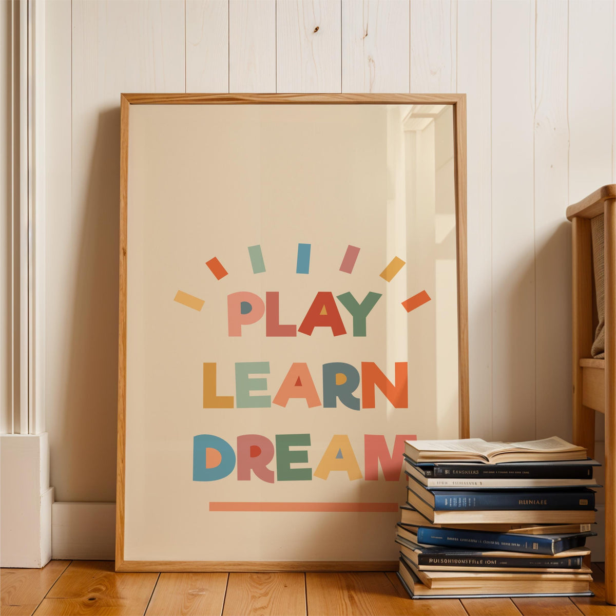 Play Learn Dream Nursery Art Print – Colorful Kids Room Decor