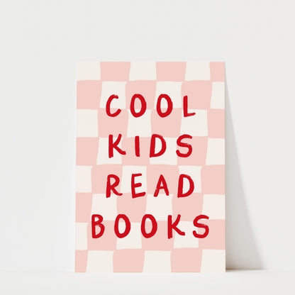 Cool Kids Read Books - Checkerboard Kids Room Wall Art Print