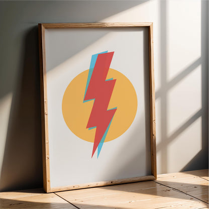Lightning Bolt Art Print - bold artwork design, wall decor poster for the home