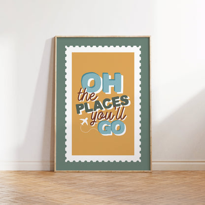 Oh The Places You'll Go Print - Nursery Wall Art Decor