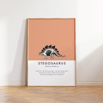 Stegosaurus Dinosaur Fact Print | Kids Nursery Wall Art