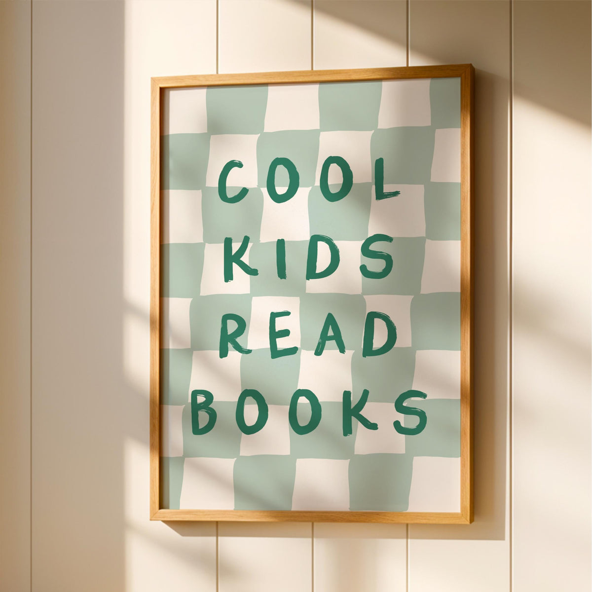 Cool Kids Read Books - Checkerboard Kids Room Wall Art Print