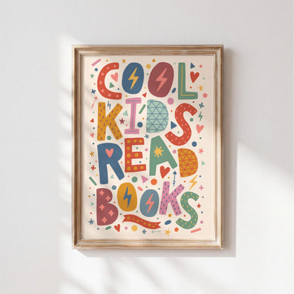 Cool Kids Read Books Print - Children's Bedroom Wall Art
