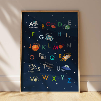 Outer Space Alphabet Art Print – Kids Nursery Decor