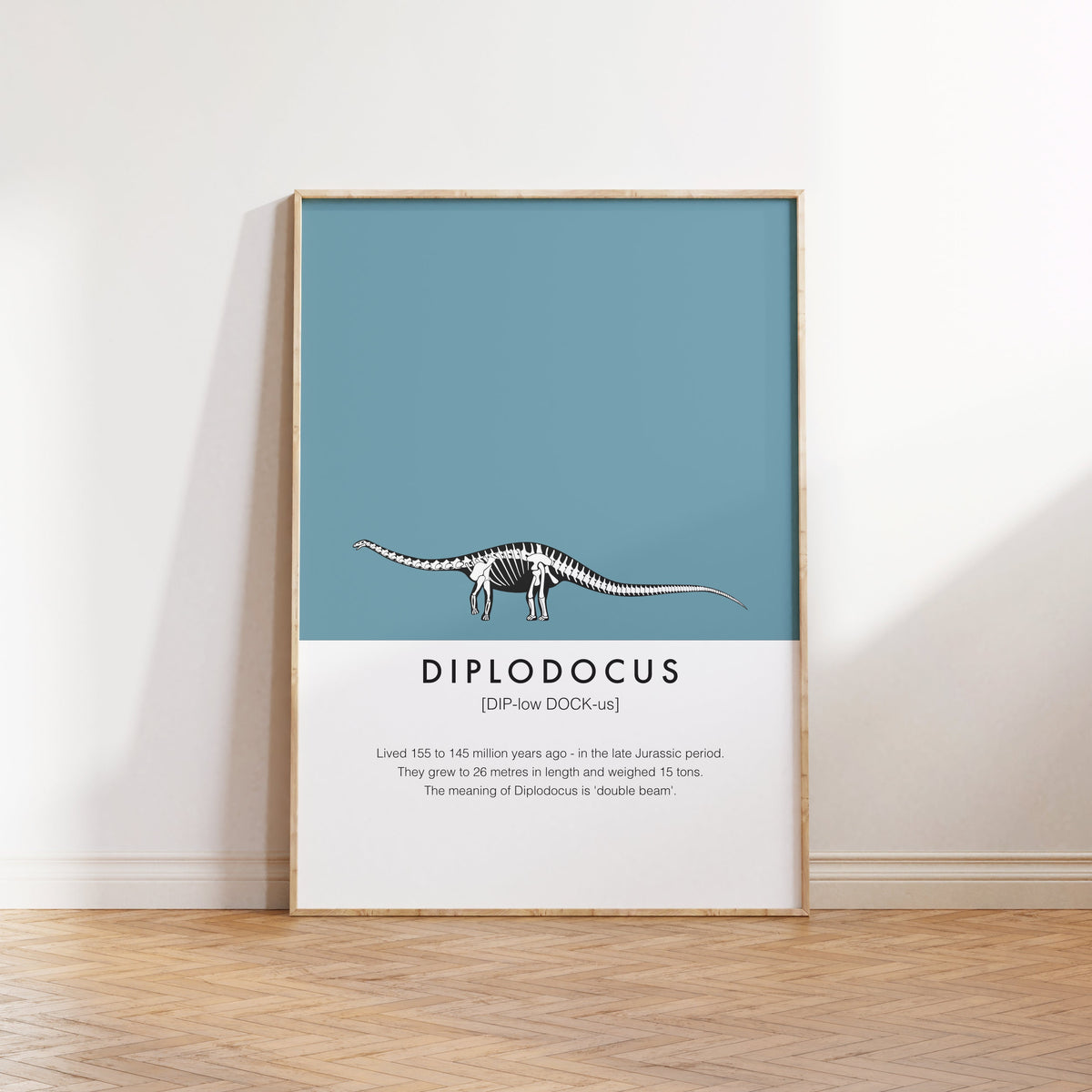 Diplodocus Dinosaur Fact Print | Kids Nursery Wall Art