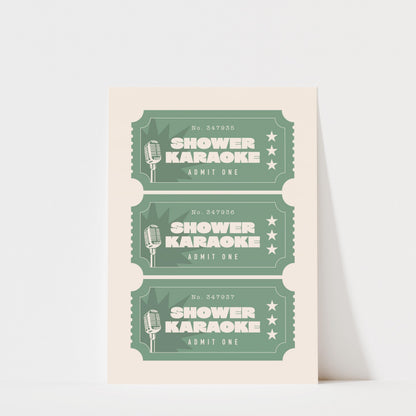 Shower Karaoke - Green Bathroom Wall Art Print
