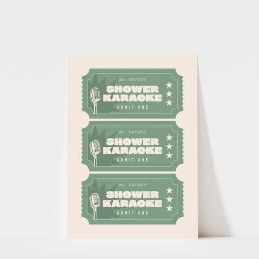 Shower Karaoke - Green Bathroom Wall Art Print