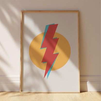 Lightning Bolt Art Print - bold artwork design, wall decor poster for the home