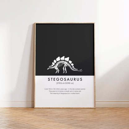 Stegosaurus Dinosaur Fact Print | Kids Nursery Wall Art