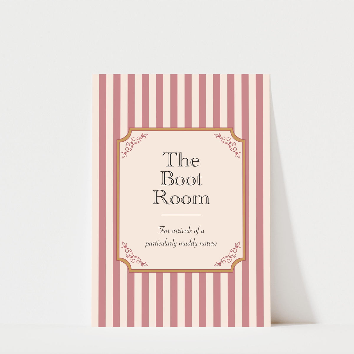 The image is a poster or flyer for "The Boot Room", which appears to be a room or establishment with a striped pattern.
