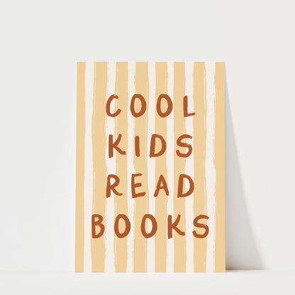 Cool Kids Read Books - Striped Kids Room Wall Art Print