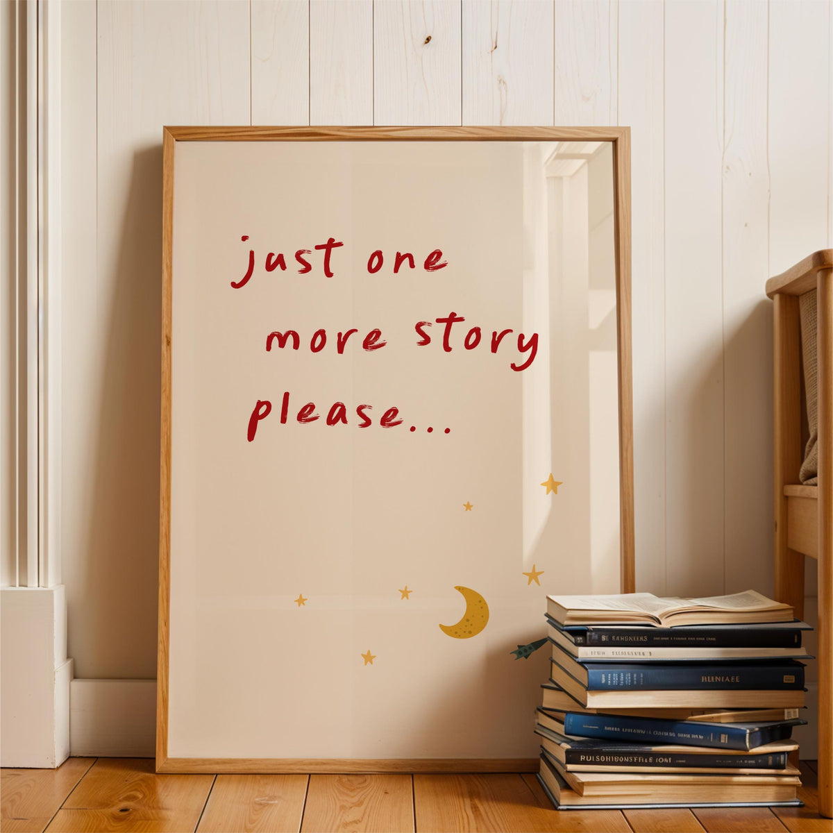 Just One More Story Please - Kids Bedroom & Nursery Quote Wall Art Print