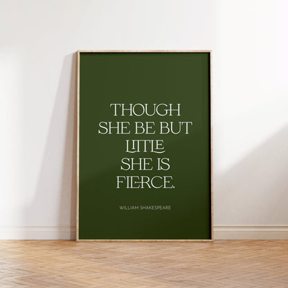Shakespeare Quote Print – Though She Be But Little, Nursery Decor