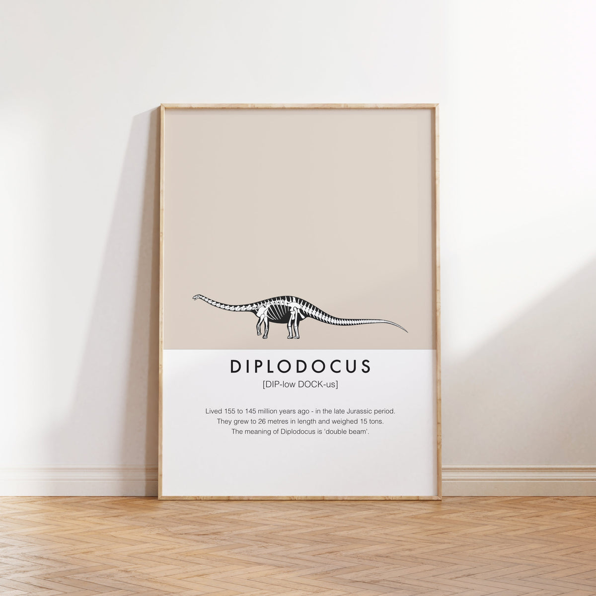Diplodocus Dinosaur Fact Print | Kids Nursery Wall Art