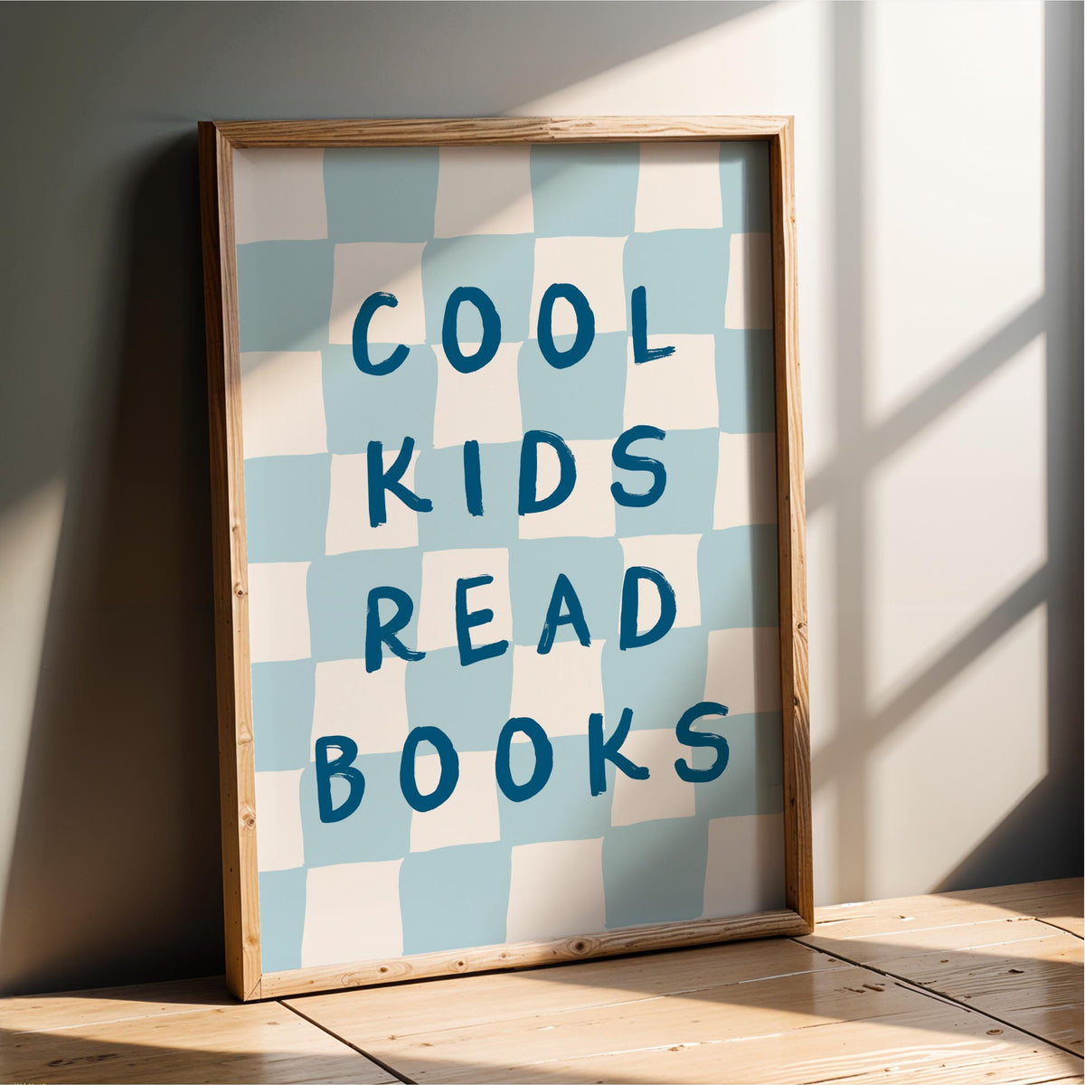 Cool Kids Read Books - Checkerboard Kids Room Wall Art Print