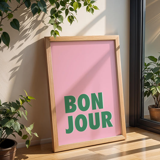 Bonjour - French Typography Art Print