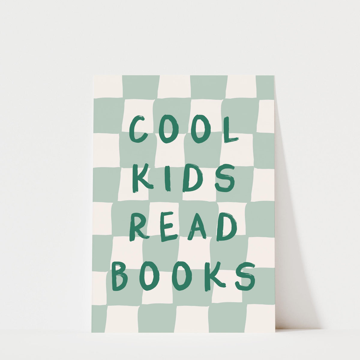 Cool Kids Read Books - Checkerboard Kids Room Wall Art Print