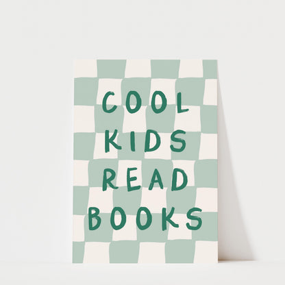 Cool Kids Read Books - Checkerboard Kids Room Wall Art Print