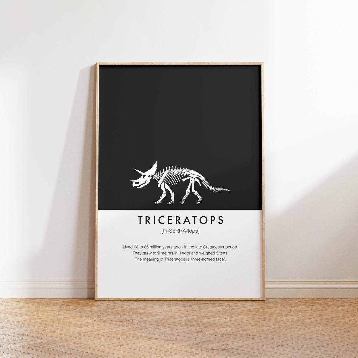 Triceratops Dinosaur Fact Print | Kids Room Dino Wall Art