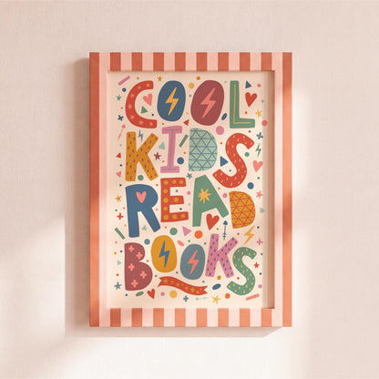 Cool Kids Read Books Print - Children's Bedroom Wall Art